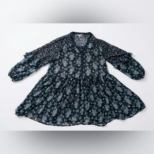 Ophelia Roe Navy Floral Button-Front Dress